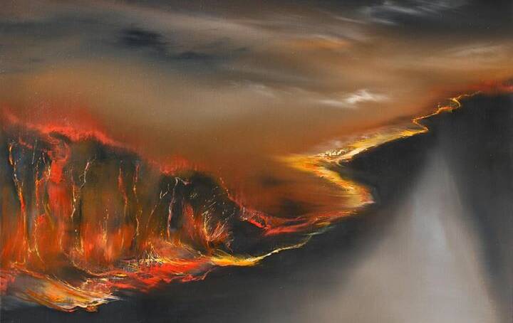 Painting by Eden artist, Anna Warren titled Fire Front.