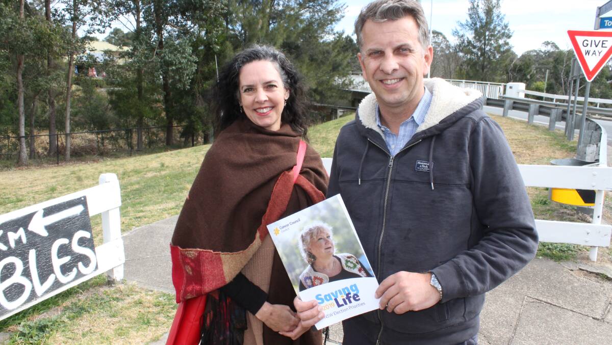 KEY ISSUES: CanAct advocate Debra Summer presents Bega MP Andrew Constance with the Cancer Council's key priorities for the 2019 state election.