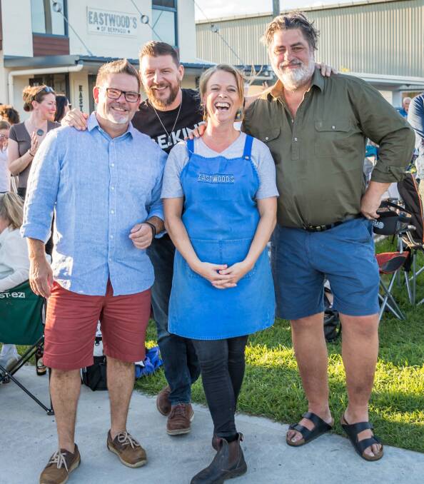 Celebrity chefs Gary Mehigan, Manu Feildel and Matt Preston drop by Kelly Eastwood's Bermagui deli for a pop-up dinner on Wednesday. Photo: David Rogers