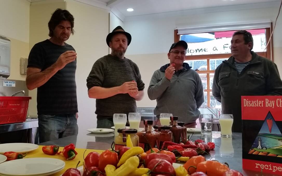 The heat is on: Contestants brave the spice of the inaugural Nethercote Chilli Eating Contest at the recent autumn market.