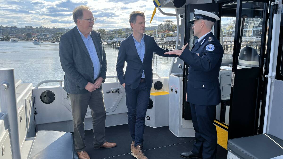 Bega MP Michael Holland and NSW Premier Chris Minns during a recent visit to Merimbula. Picture by James Parker