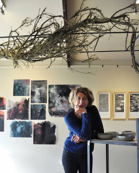 RECOLLECTIONS: Hobart-based artist Phoebe Wood-Ingram in her studio. Picture: Instagram