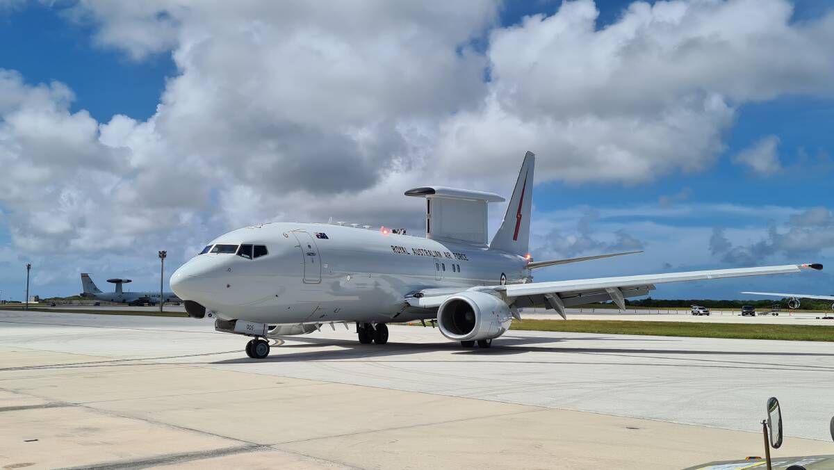 An E-7A Wedgetail will conduct an Anzac Day flypast of both Bega and Merimbula services this Sunday. Photo: Australian Department of Defence