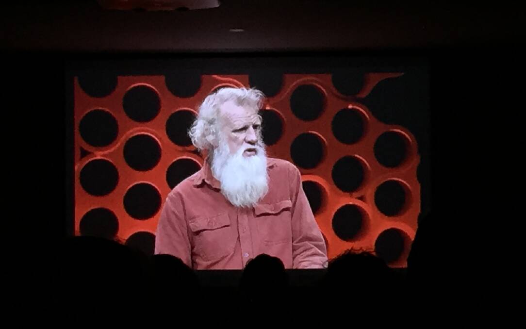 REWRITING HISTORY: Mallacoota's Bruce Pascoe gives a TEDx talk during the event live streamed to Bega Civic Centre on Friday.
