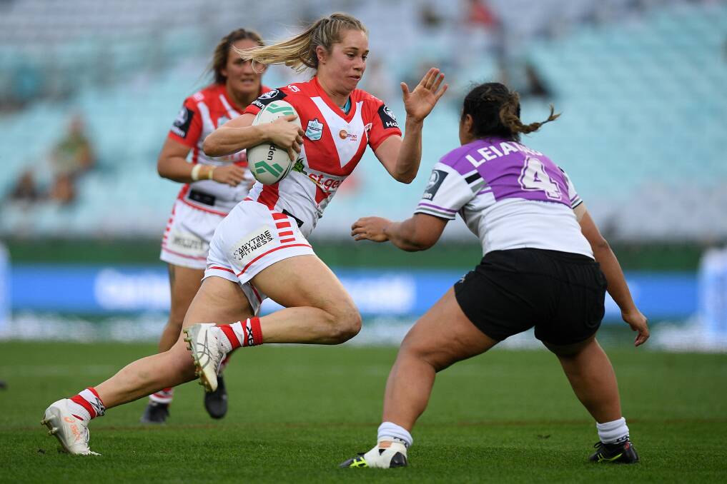 South Coast product Kezie Apps in action for the Dragons against the Warriors. Photo: Dan Himbrechts