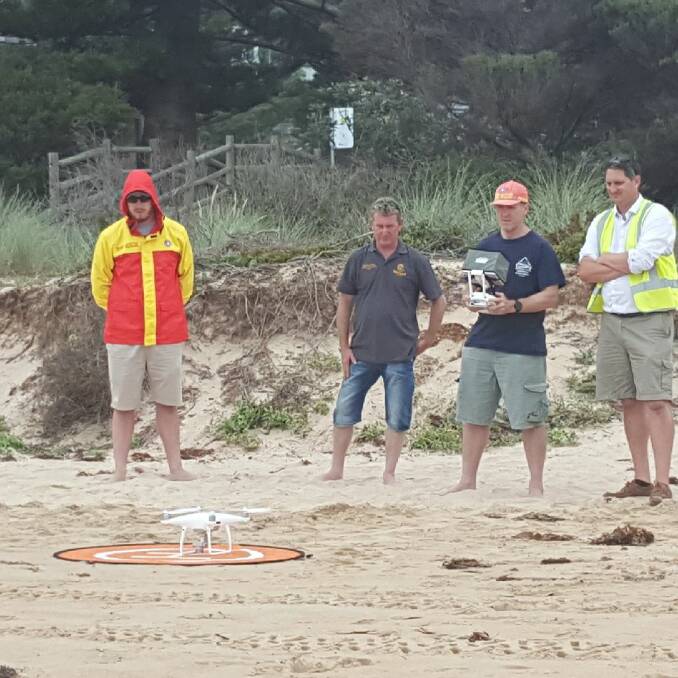 Drone flying lessons at Tathra Beach. 