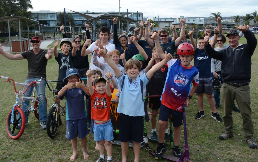 Keen skate park users give a thumbs up towards the proposed new plans for Ford Oval. 