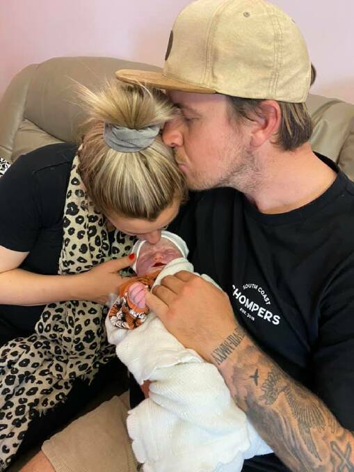 Jenna Lantouris and Charley Alderman with their stillborn Kora. 