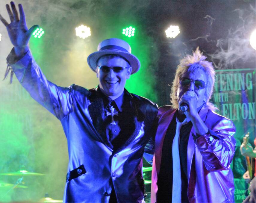 Rock Duo: The Elton John and Rod Stewart tribute show ready for an electric performance at Club Sapphire this Friday, August 31. Image: Supplied. 