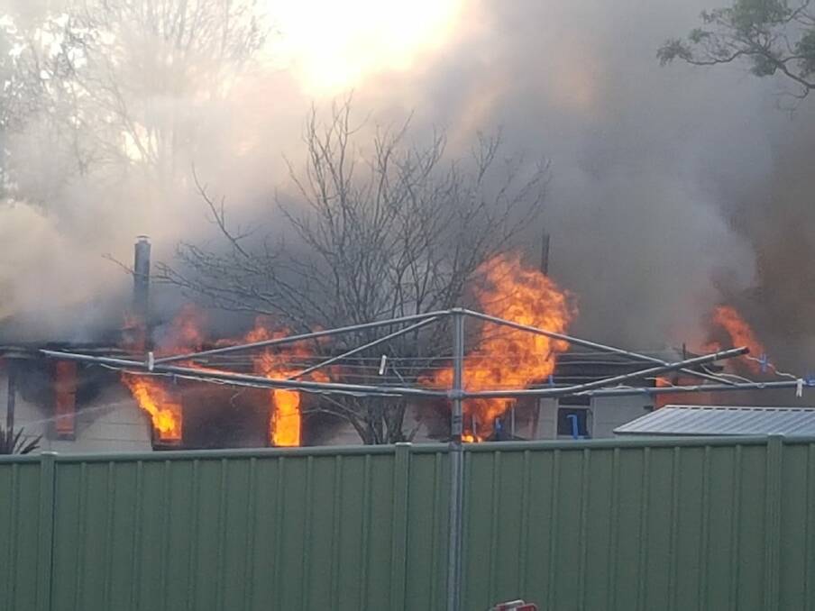 View of the blaze from a neighbouring backyard. Photo: Tiona Leigh 