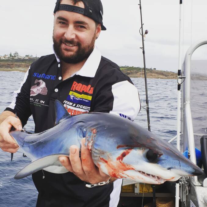 Kayne Foster hooked up to a 3ft mako off Tathra. 