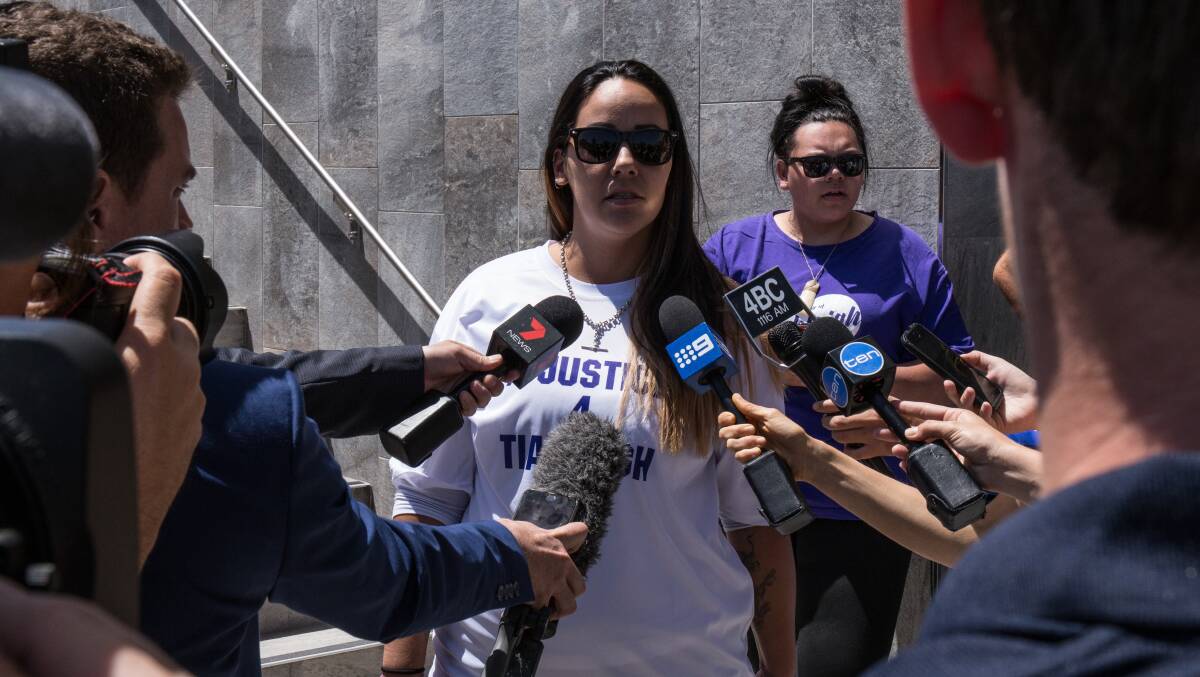 Tiahleigh's biological mother Cindy Palmer speaks to media outside Beenleigh Magistrates Court on Monday.