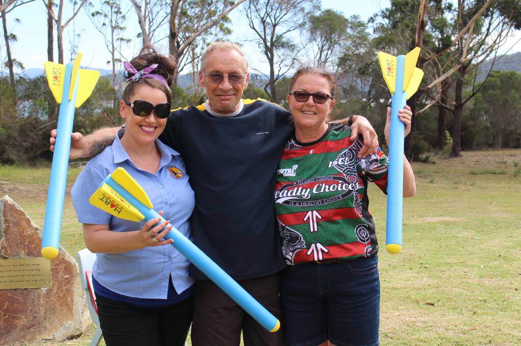 Rachelle Jones, Michael Edwards and Roni Docker were on hand to cheer on the competitors at the Elders Games Day on Thursday, April 12
