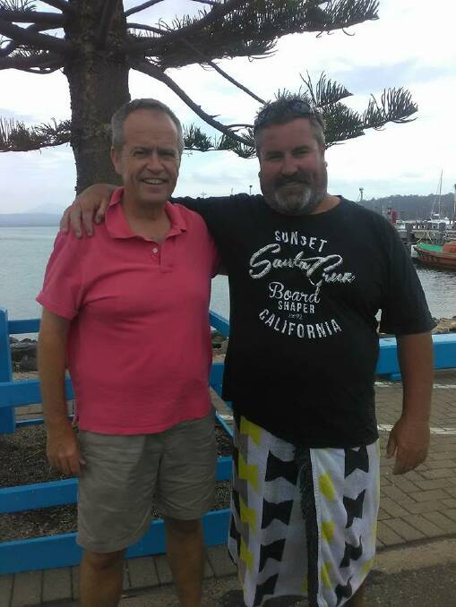 Federal Opposition Leader Bill Shorten is photographed with an Eden resident on January 13. Photo courtesy of Eden Connects.