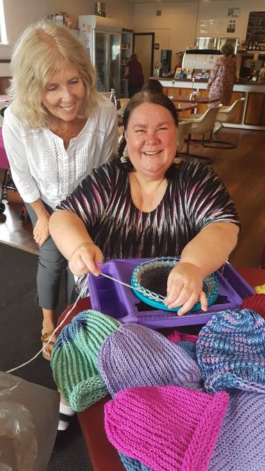 MAKING A CONTRIBUTION: Margaret Taylor knits beanies for the Libby Weirs Africa project.