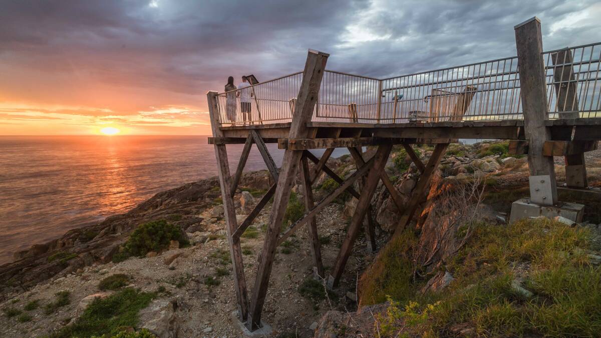 Tathra Headland Walk's accessible lookout at sunrise. Photo: David Rogers Photography 