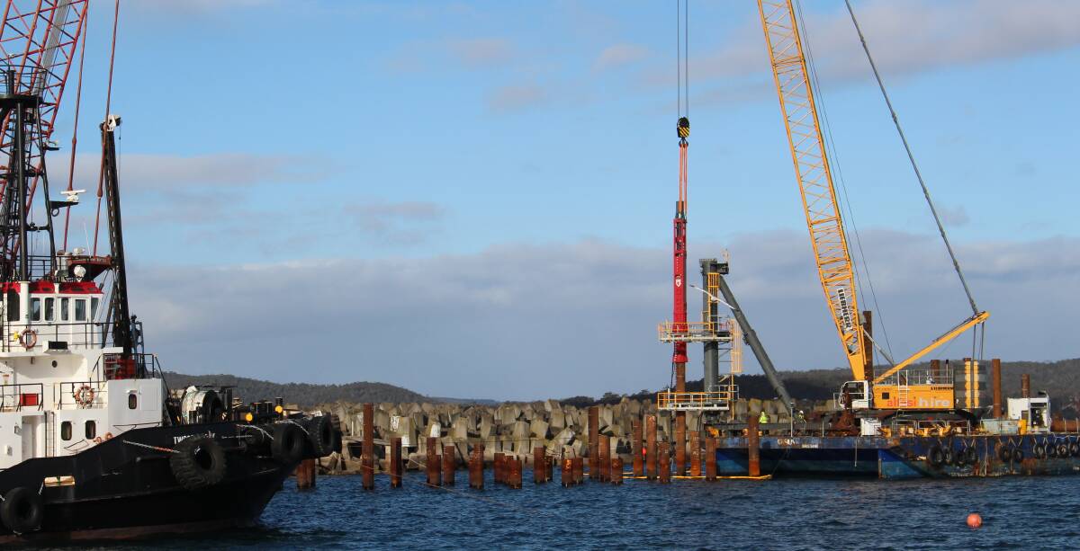 The attenuator will use piles similar to those currently being driven into the seabed for the wharf extension.