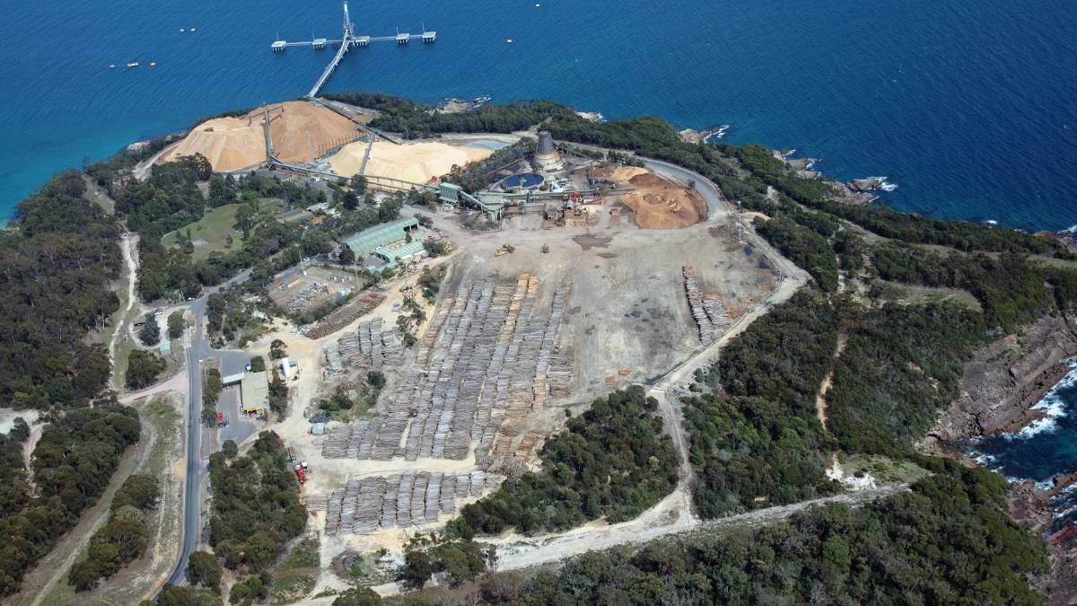 Aerial view of the Eden chip mill site.