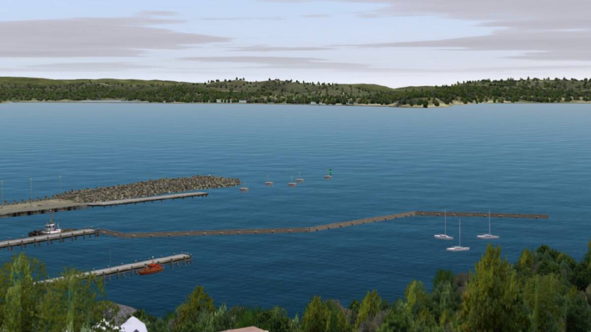 SAFE HARBOUR: Department of Industry artist impression showing the proposed alignment of the wave attenuator that Port of Eden Marina says is 'wrong' for Eden's future.  