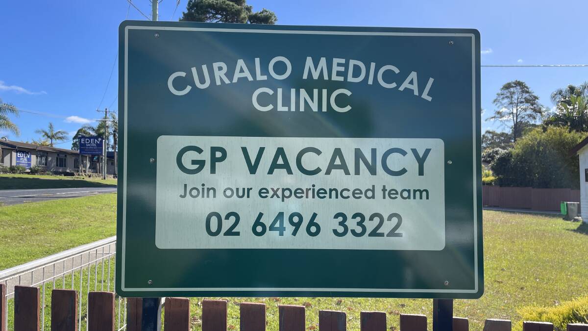 A sign of the times outside Eden's Curalo Medical Clinic. Picture by Denise Dion