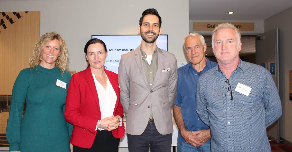 Natalie Godward, Kathryn Illy, Dominic Mehling, Stan Soroka and Anthony Osborne at the tourism industry briefing meeting held in the Bega Civic Centre. Photo: Denise Dion