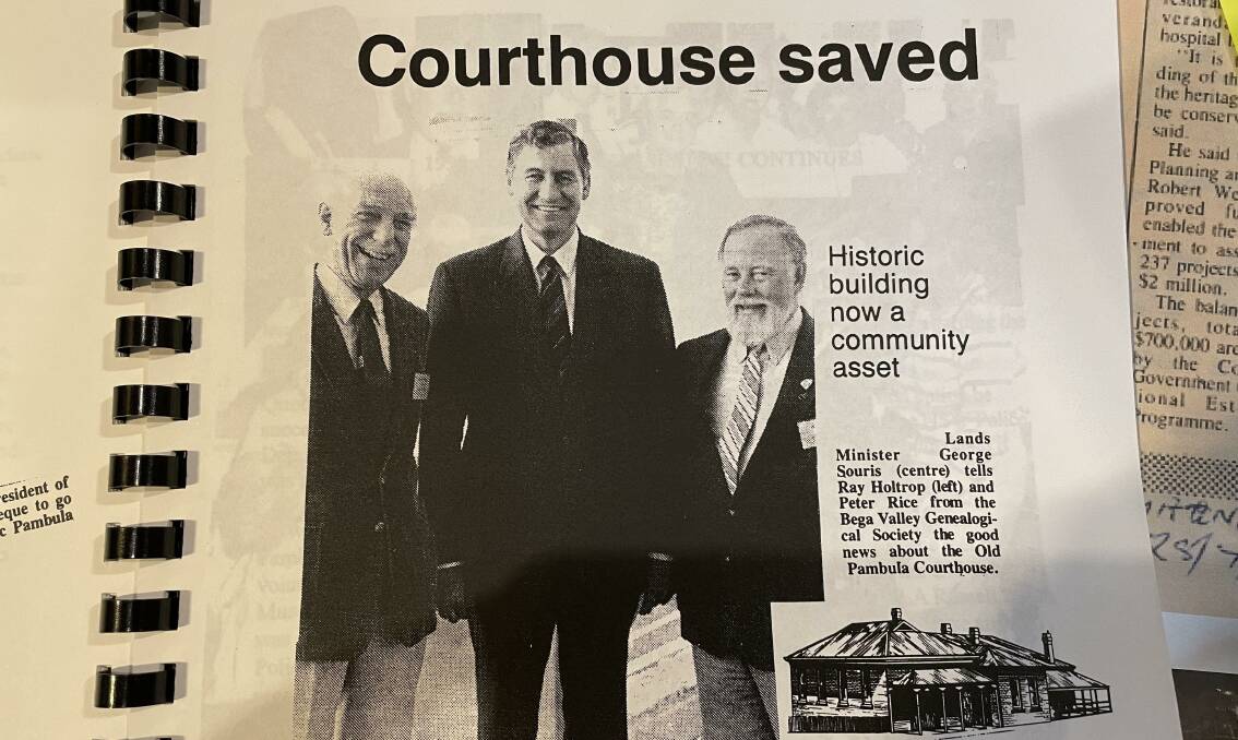 A newspaper cutting about the potential loss of the courthouse as a home for the society. 