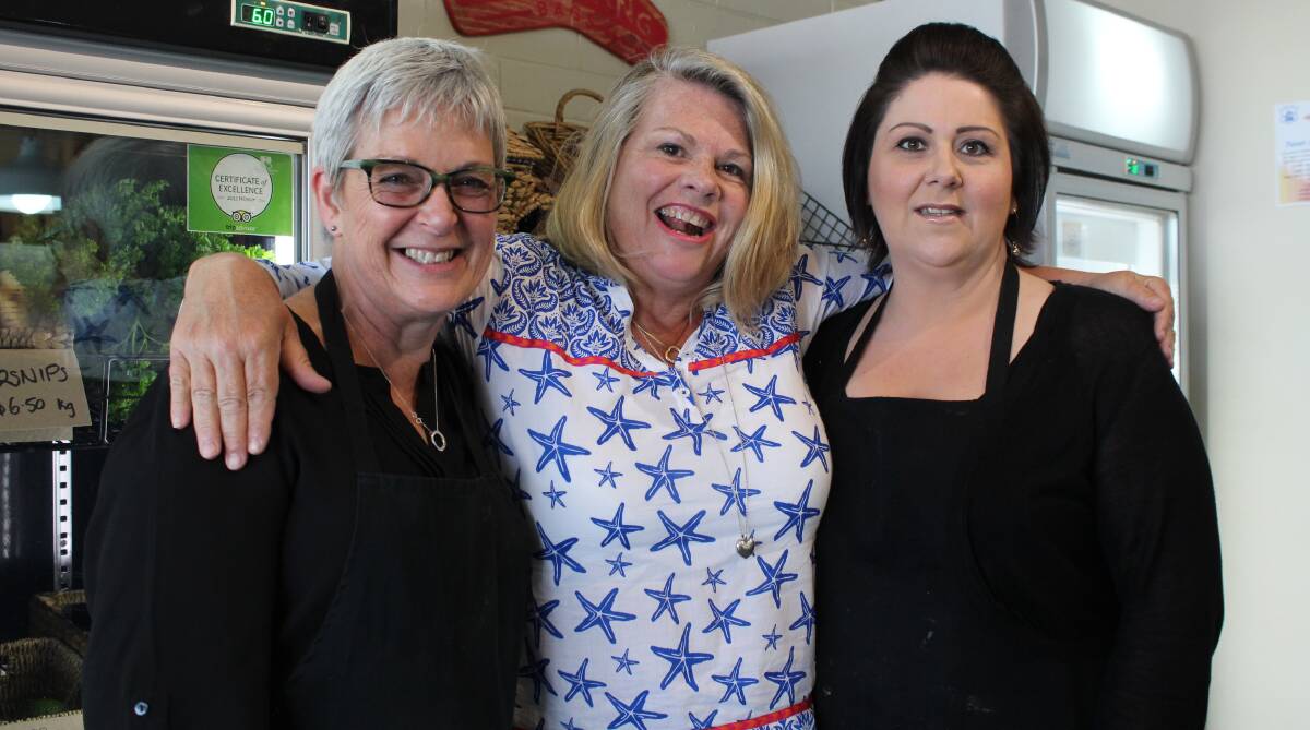 Food for thought: Sprout Cafe's Karen Lott (left) and chef Elaine O'Rourke with Nethercote Market's Amanda Stroud (centre). Picture: Toni Houston