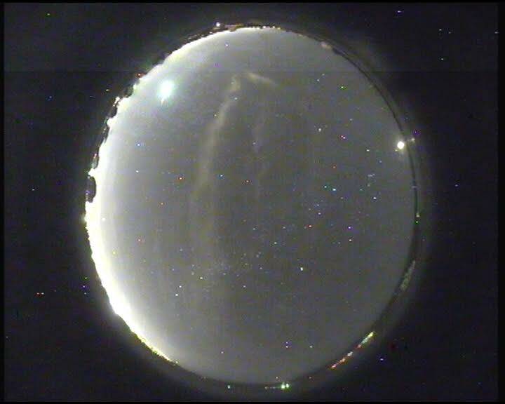 Mt Stromlo Observatory confirmed reports of a meteor. This picture captures the meteor (top left) travelling from the west to the north at 7.34pm. Picture courtesy of Mt Stromlo Observatory