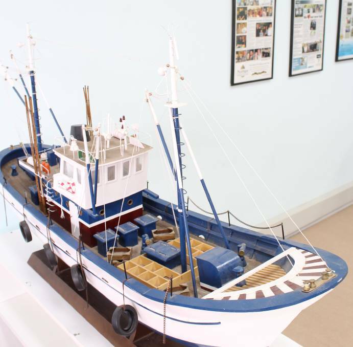 Model boat Chalutier from a previous exhibition. 