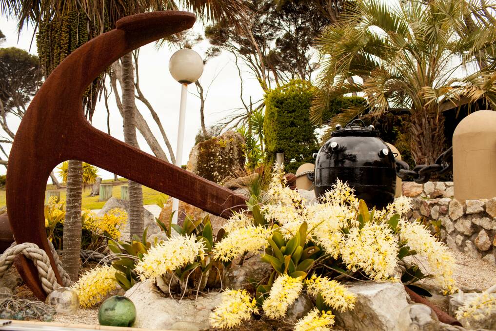 Land Ahoy: A huge ship's anchor is just one of the nautical treasures you will find at Open Garden regulars Ron and Julie Lambourn's spectacular sea side garden. 