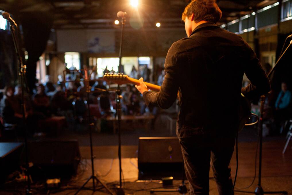  Homegrown Talent: Micheal Stevens plays to YnoT audiences at the Mallacoota Mudbrick pavilion. Picture: Rachel Mounsey