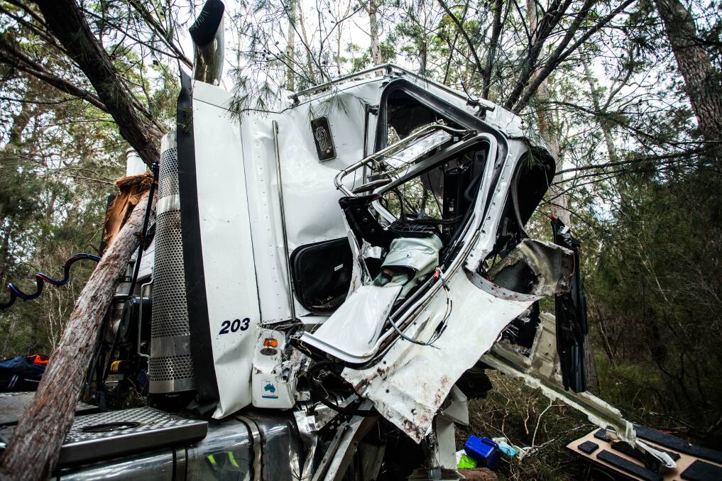 Trapped: A truck driver was trapped in his cabin for around three hours before emergency services were alerted to the scene. Picture: Rachel Mounsey