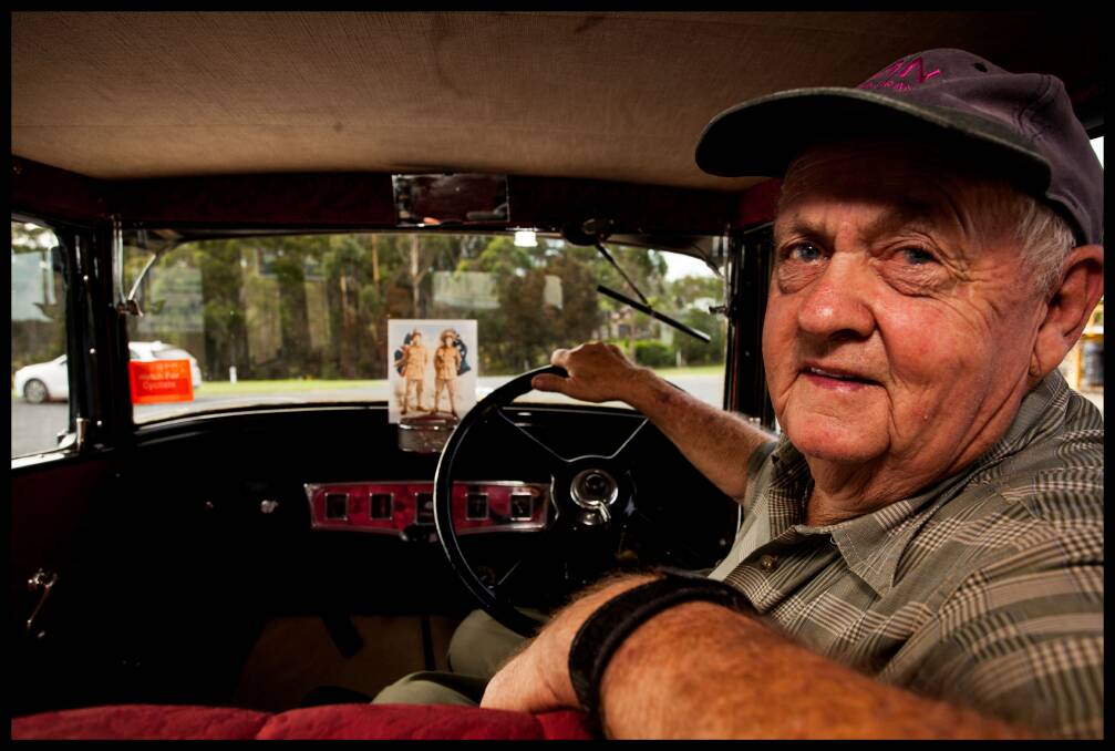 Max Sinclair sits in his classic Graham Paige vehicle ahead of Thursday's Anzac Day parade. Photo: Rachel Mounsey