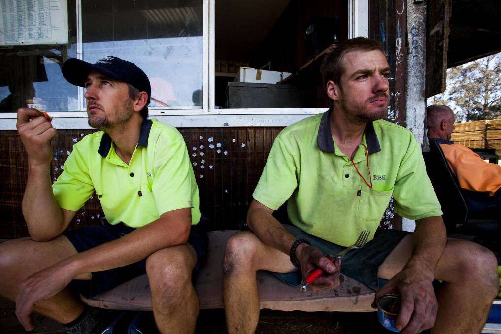 Morale is down: Young Blue Ridge Hardwoods workers Chaz Hore and Josh Wattam. Photo: Rachel Mounsey