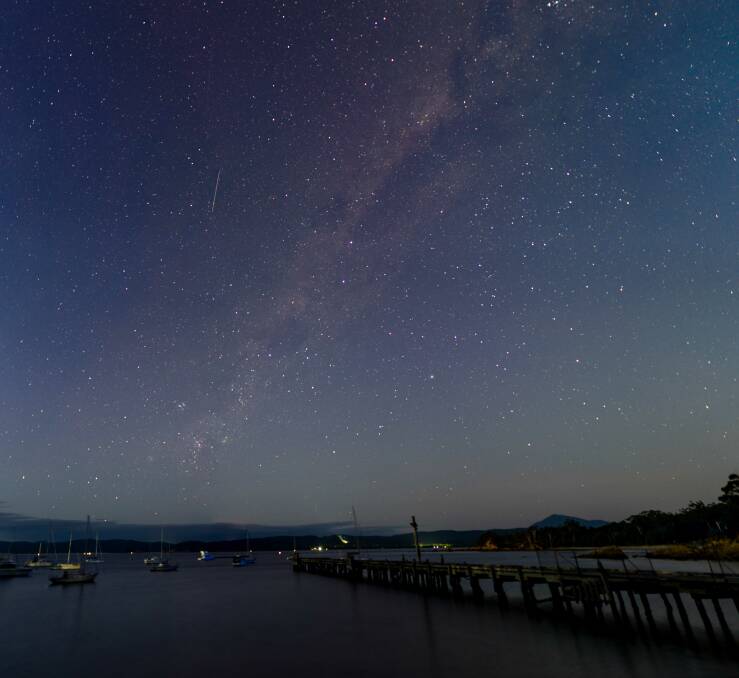 Swimming through the night sky: A The weekend's meteor shower captured at Cattle Bay by Eden photographer Peter Whiter.