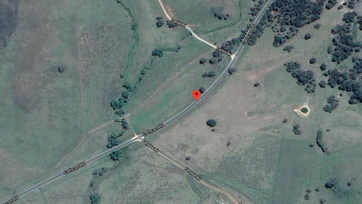 The crash occurred east of Bombala on Cathcart Rd, between Ferndale Rd and Carlyle Rd. Image: Supplied 