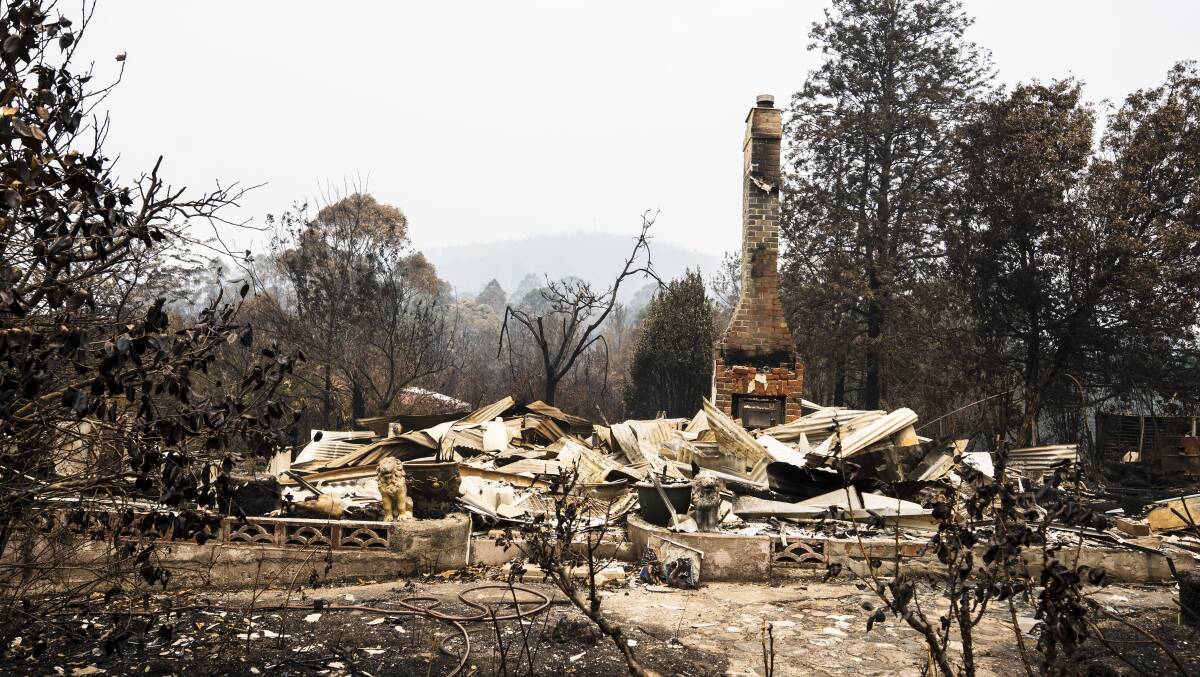Rubble in Cobargo from the Badja Forest Road, Countegany bushfire. Picture: Dion Georgopoulos