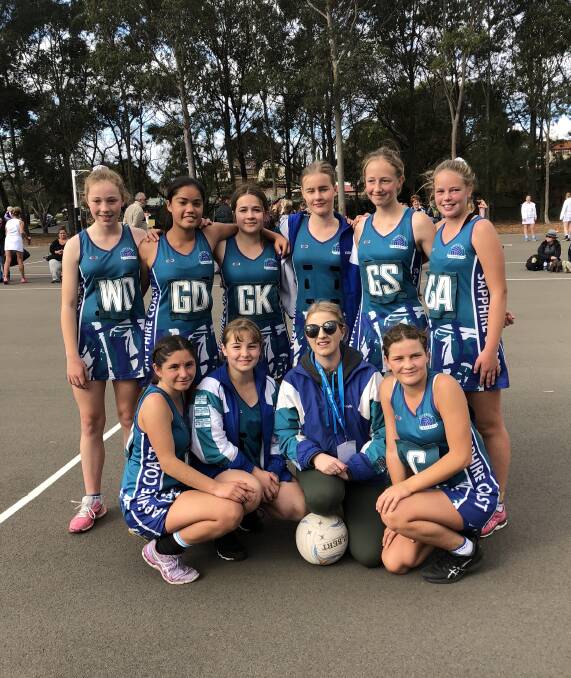 Young guns: The Sapphire Coast Netball Association's under 14s rep team in full gear and ready to take on the state's best at Age Championships. Picture: Supplied. 