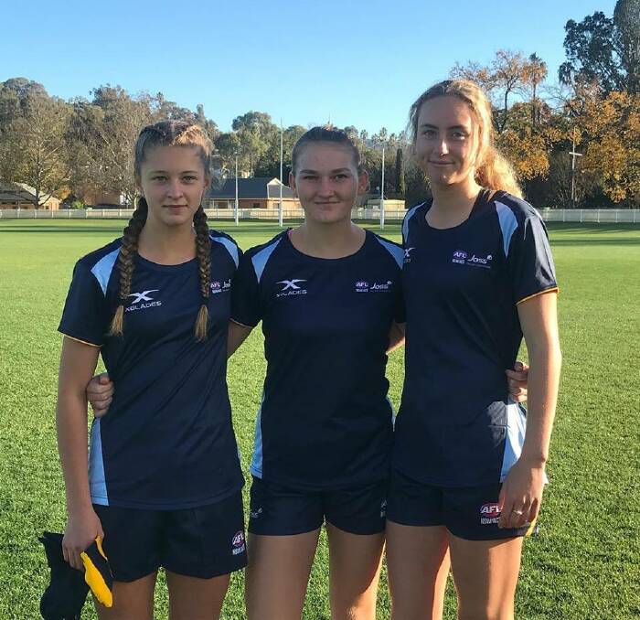Jorja Moore, Grace Gowing and Tarni Evans ready for nationals. 