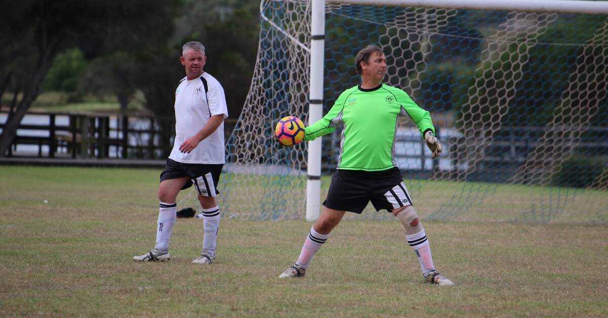 Reserve grade keeper Adam Donaldson shapes for a long throw out of the goal box during a recent clash with the Wolumla Tigers. 