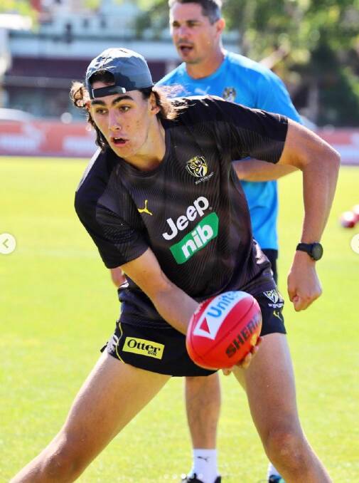 Tiger stripes: Former Merimbula Aussie rules player Samson Ryan has been drafted to the Richmond Tigers on his 20th birthday. Picture: Richmond Instagram. 