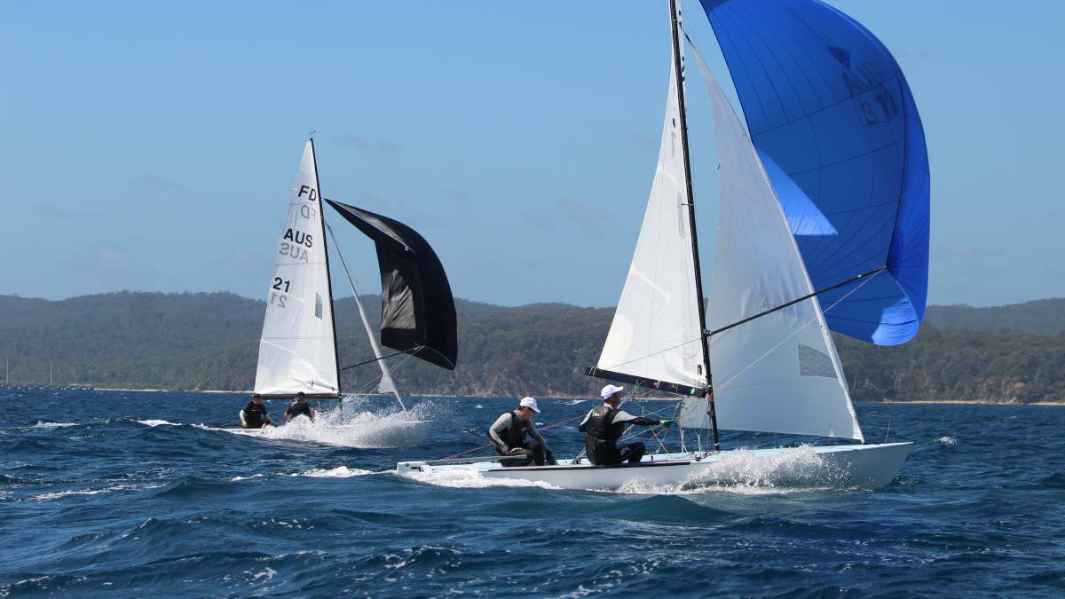 full flight: Some of the Flying Dutchmen Class who were part of the Twofold Bay Yacht Club's regatta earlier this season. 