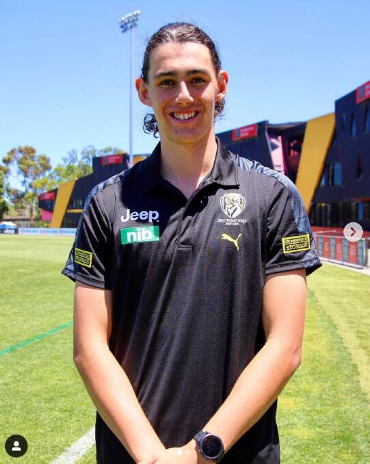 New addition: Samson Ryan is one of the new recruits for the Richmond Tigers after the club drafted him on his 20th birthday. Picture: Richmond AFL Instagram. 