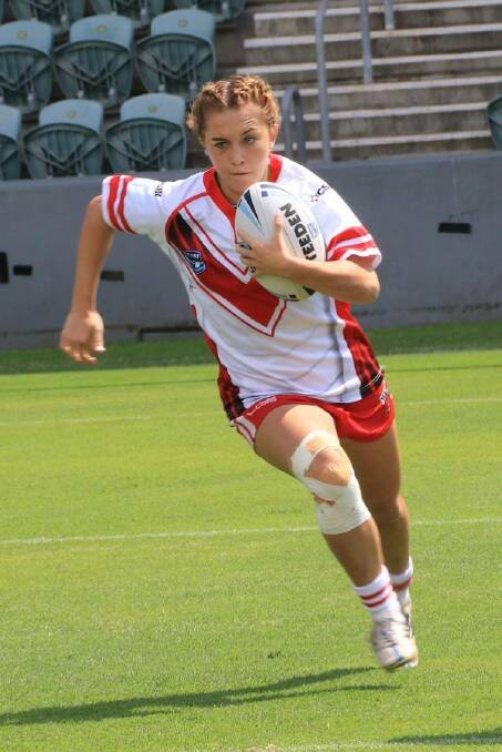 Superstar: Narooma's Lilly Bennett in action during a recent match. The 16-year-old has been named in Australia's Youth Rugby side for the Commonwealth Games. 