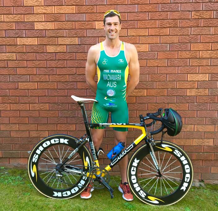 Ready, set, go: Andrew MacNamara kits up ahead of competing in two events at the world triathlon championships in Mexico this week.