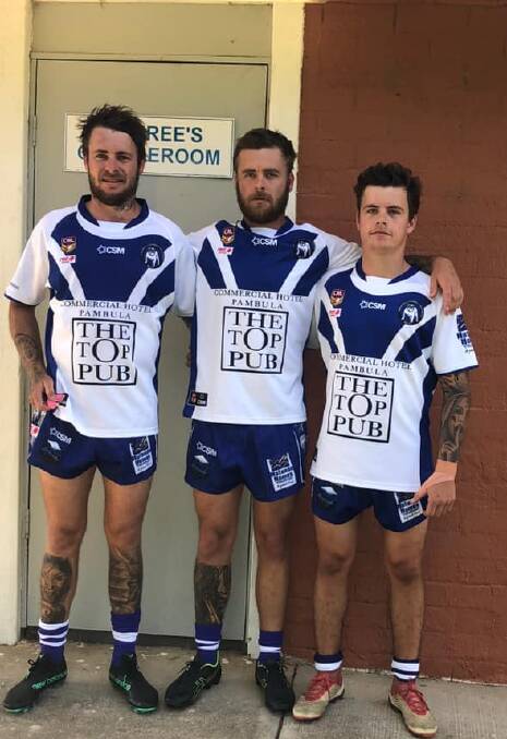 Band of brothers: Corey, Blake and Rhys Schafer took the field together in the Bulldogs' 36-4 trouncing of Cooma on Sunday. 