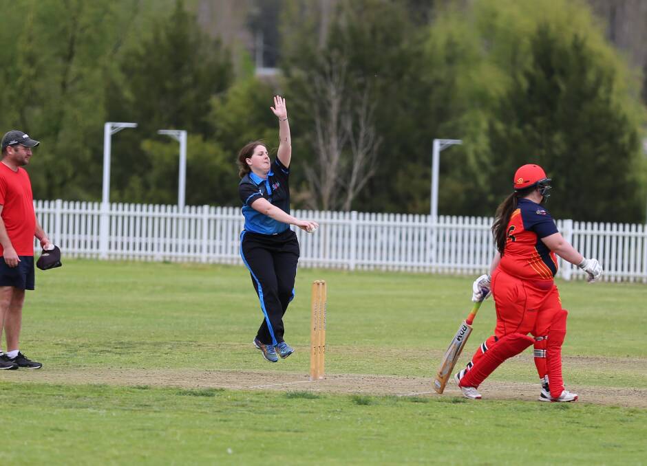Sharna Mitchell winds up for a bowl during the Storm's opening round win over Tuggeranong on Saturday. 
