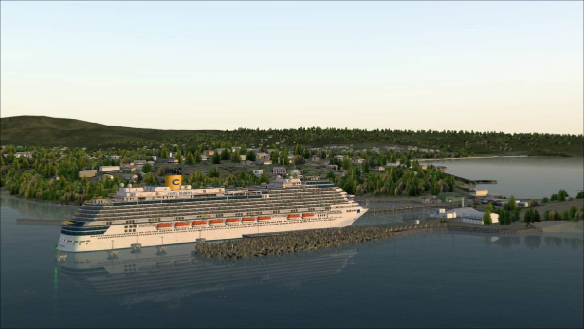 An artist's impression of a cruise ship docking at Eden Wharf