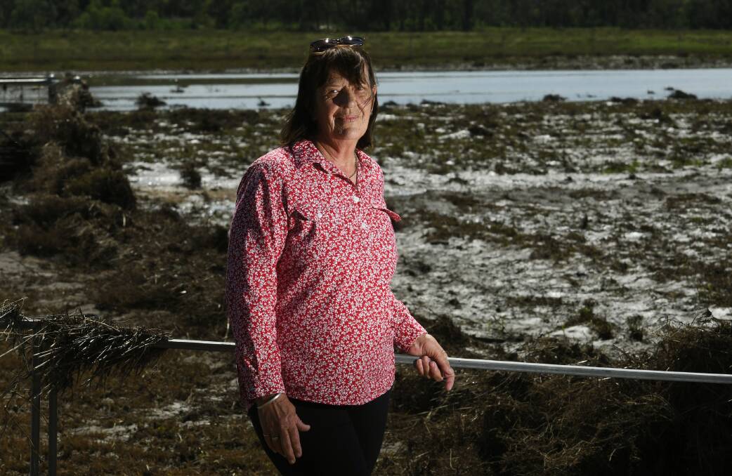 LONG ROAD AHEAD: Farm owner Linda Maidens has "a lot" of work to do to get her property fixed up after the flood. Photo: Gareth Gardner