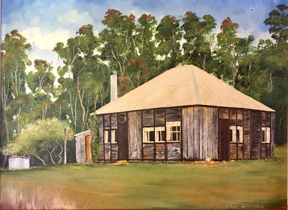 A painting of the original hut at Earl's Farm/Seaward's, gifted to the current owners Jesse and Jo Graham, after losing their home to the savage Border Fire early in 2020.